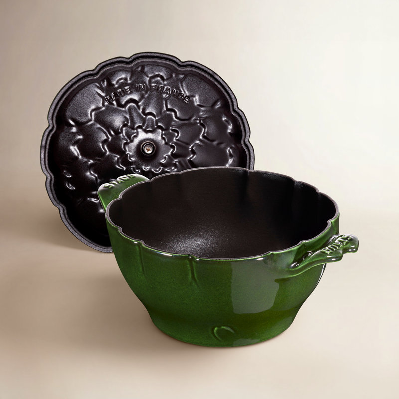Staub Cast Iron 3-qt Artichoke Cocotte - Basil GreenfStaub Cast